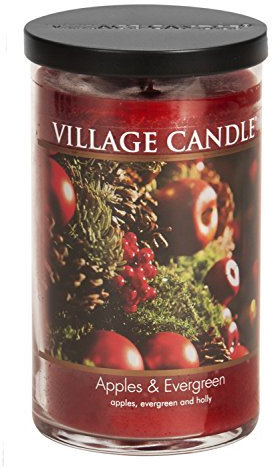 Village Candle Apples & Evergreen Duftkerze im Glas, groß, 540 ml, Rot