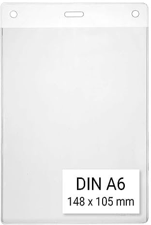 Karteo Ausweishülle vertikal DIN A6 105 x 148 mm [1 Stück] Kartenhülle aus Weichplastik Kartenhalter hochkant transparent Schutzhülle aus Plastik
