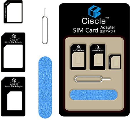 Ciscle 5 in 1 Nano SIM Card Adapter Converter Kit to Micro/Standard with Polish Chip and Eject Needle(Black)