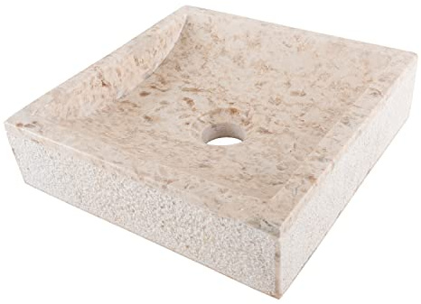 30 cm quadratisches Marmor Waschbecken in beige von WOHNFREUDEN