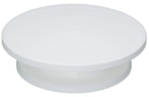 KitchenCraft Tavola girevole per torte / supporto in confezione regalo, plastica, bianco, 28,5 cm
