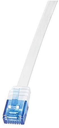 LogiLink CF2091U Cat.6 U/UTP SlimLine Flat Patch Cable, 10 Meter Length, White, White, 10 Meter Length