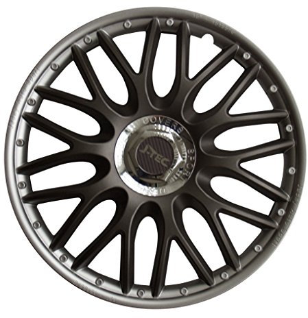 j-tec - Radkappen, 35,6 cm, Orden SR, Graphit/Silber, 4 Stück