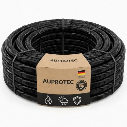 AUPROTEC Wellrohr geschlitzt 2 bis 50m / Leerrohr geschlitzt/Wellrohr UV beständig/Kabelschutzschlauch/Kabelschlauch schwarz - Innendurchmesser 6,5 mm, Länge 5 m
