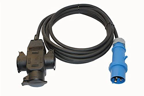 CEE Adapterleitung CEE MENNEKES Stecker auf Schuko 3-Fach Kupplung IP44 H07RN-F 3G2,5 5-50m, Größe:3G2.5/ 15m