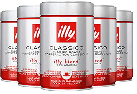 5x illy ESPRESSO Gusto Morbido (gemahlen / 250g Dose)