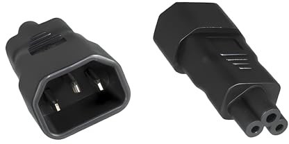 DINIC Stromadapter, Netzadapter C14 Kaltgerätebuchse auf C5 Stecker, Adapter (1 Stück, schwarz)