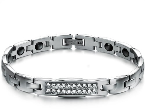 JewelryWe Magnetarmband Herren Magnet Armband 12mm Klassisch Edelstahl Poliert Magnetisch Armreif Armkette Geschenk für Männer Freunde Vater