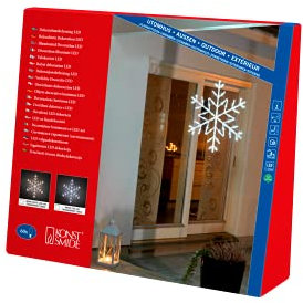 Konstsmide 4460-103 LED Acrylsilhouette Schneeflocke / für Außen (IP44) / 24V Außentrafo / 60 warm weiße Dioden / transparentes Kabel, 60 x 60 cm, Warmweiß