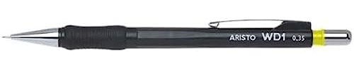 Aristo AR85103 Druckbleistift WD1 0,35 mm (Ergonomisch gerillte Griffzone, gefederte Minenführung, Härtegrad Mine HB, integrierter Radiergummi) schwarz, 10 Stück