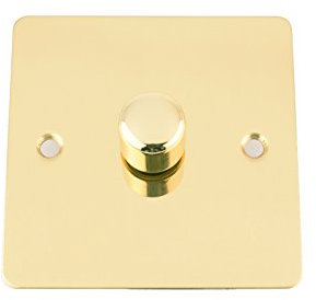 A5 10 Amp Light Dimmer Switch 1 Gang 2 Way 400W - Flat - Polished Brass (Please Note: Not Suitable for LED Lightbulbs)