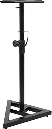 Support d'enceinte métal Noir BoomToneDJ MS2 Pied d'enceinte de Monitoring Studio Enregistrement Acoustique Home Cinema Home Studio Embase lourde Hauteur réglable 69-120cm. Charge maximale 18kg.
