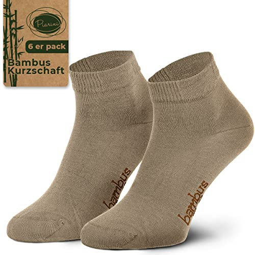 Piarini - Lot de 6 paires de chaussettes courtes pour homme - bambou - beige - 39-42