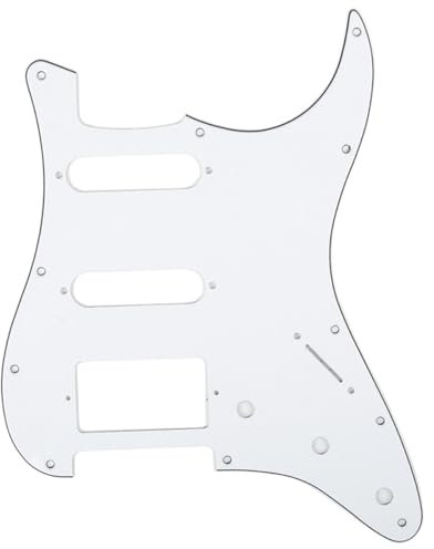 Musiclily HSS 11 Löcher Strat Schlagbrett Pickguard für Fender American/Mexican Standard Stratocaster Modern Style E-Gitarre,3 lagig Weiß