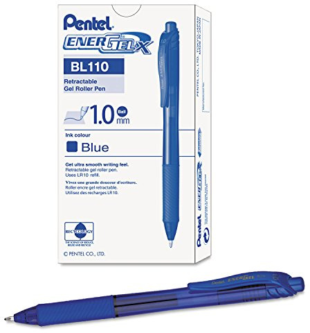 Pentel BL110 EnerGel X Retractable Medium 1.0 mm Blue C BL110 (Pack of 12)