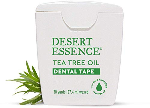 Desert Essence Teebaumöl Dentalklebeband – 30 Meter – natürlich gewachst mit Bienenwachs – dicke Zahnseide, kein Zerreißen – für unterwegs, entfernt Ablagerungen von Lebensmitteln – ohne Tierversuche und Antiseptikum