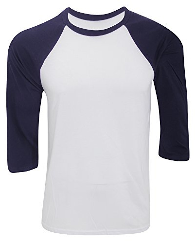 Canvas Mens 3/4 Sleeve Baseball T-Shirt (L) (White/Navy)