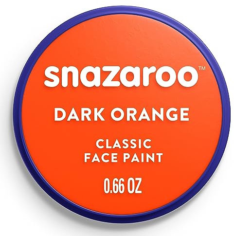 Snazaroo - Pintura facial y corporal, 18 ml, color naranja oscuro, profesional a base de agua, pastilla de aquacolor individual para adultos, niños y efectos especiales