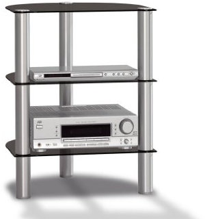 Just Racks R 590 Aluminium-Schwarzglas Universalmöbel für Flachbildschirme, TV - und Audio Geräte