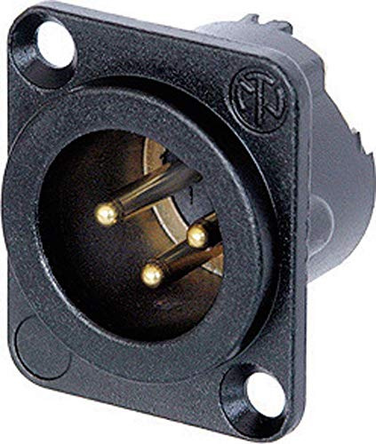 Neutrik Male 3 Pin XLR Chassis Panel Mount Connector, Gold Contacts