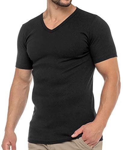 Celodoro Herren Business T-Shirt V-Neck (1 Stück) - Schwarz S