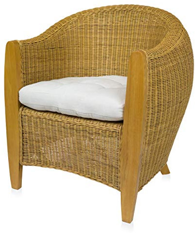 BARI Rattansessel inkl. Sitzkissen Clubsessel Loungesessel Armlehnstuhl Sessel - loog