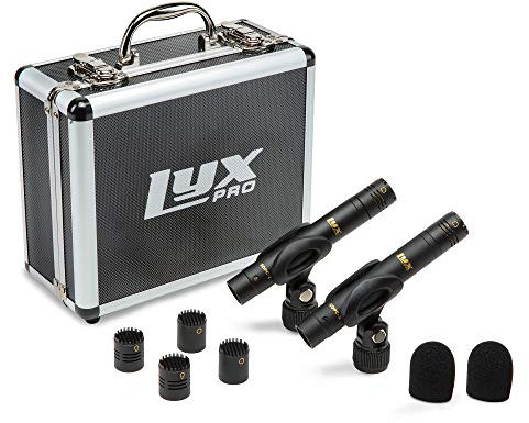 LyxPro SDPC2 Stereo Pair of Pencil Condenser Stick Microphones with Case– Interchangeable Omni, Cardioid & Super Cardioid Capsules Included