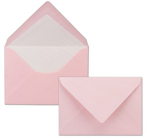 50 Briefumschläge Rosa - DIN C6 - gefüttert mit weißem Seidenpapier - 80 g/m² - 11,4 x 16,2 cm - Nassklebung - NEUSER PAPIER