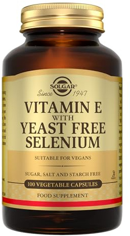 Solgar Vitamin E with Yeast Free Selenium - 100 Capsules | Powerful Antioxidant Food Supplement - Supports Immune System & Cellular Protection - Premium Synergistic Blend