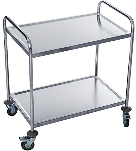 DXP Neu Edelstahl Servierwagen Rollwagen 86 x 54 x 94 cm Transportwagen mit 2 Böden YKR-L2