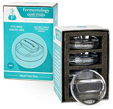 Fermentology Sauer Stones - Pesi per la conservazione e la fermentazione - Set di 4 - Fermentazione in Barattolo Mason a Bocca Larga