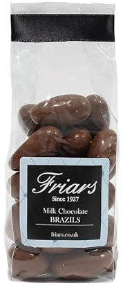 Friars Milk Chocolate Brazil Bag - 200g Luxury Coated Peruvian Brazil Nuts | British Cocoa Hamper Gifts for Girlfriends, Men, Women, Friends & Mothers | Romantic Gift Set for a Birthday & Valentine's