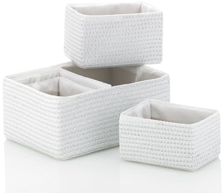 kela Korb-Set Rimossa, 5-teilig, unterschiedliche Größen, PP-Kunststoff, weiß, Stoffinnenfutter, ineinander stapelbar, 21781