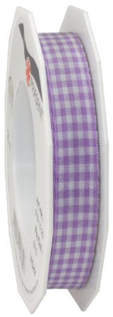 Präsent Vichy Geschenkband Lavendel/weiß, 20 m Dekoband zum Verzieren & Basteln, 15 mm Breite, Kariertes Band für Bunte Dekos & Geschenkverpackungen, zu feierlichen Anlässen