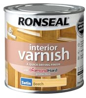 Ronseal RSLIVSBE250 250ml Quick Dry Satin Interior Varnish - Beech