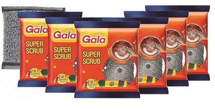 Gala Super Scrub Set Made of Steel Black (Pack of 6)