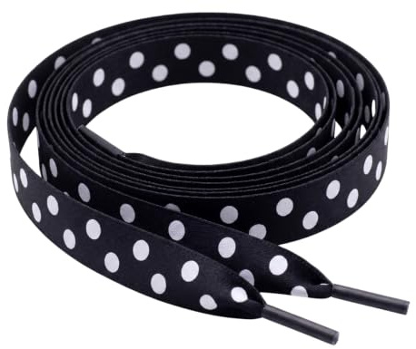 My Ribbon Laces Lacets plats en ruban satiné à pois pour baskets, chaussures de sport, chaussures de sport, lacets de bottines montantes
