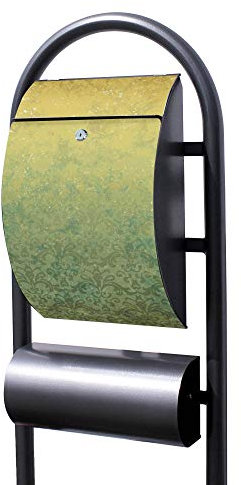 Banjado® Stand Briefkasten in Hammerschlag-Optik in Größe 150x47x22cm mit Motiv Vintage Messing - Briefkasten mit Standfuß/Postkasten freistehend als Standbriefkasten mit Zeitungsfach