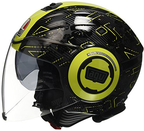 AGV Fluid E2205 Top - Ibiscus, Hibiscus Gunmetal/Yellow, Größe XS