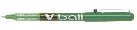 PILOT V Ball VB5 Pack of 12 Rollerball Pens Liquid Ink Fine Metal Tip Green