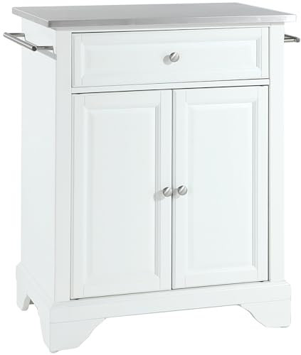 Crosley Möbel Lafayette Cuisine Küche Insel mit natürlichem Holz Top – Schwarz, weiß, 28.25 inches