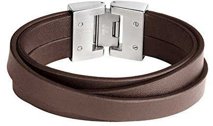 DOOSTI Armband Leder mit Edelstahlschließe Braun - mit Gratis Gravur
