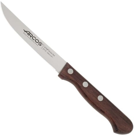 Arcos Cuchillo Verduras Acero Inoxidable. Cuchillo Profesional Verduras para pelar Frutas y Verduras. Mango ergonómico polioximetileno y Hoja 130 mm. Serie Atlántico. Color marrón.