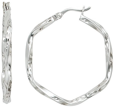 Jobo Damen-Creolen eckig aus 925 Sterling Silber diamantiert