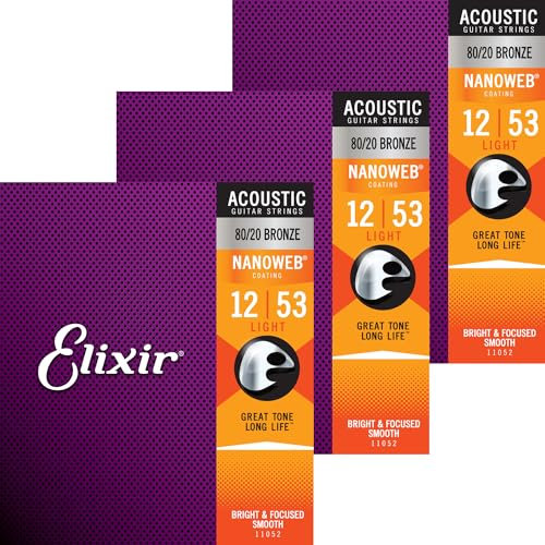 Elixir Akustikgitarrensaiten, Nanoweb, 80/20 Bronze, 3er Set