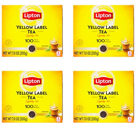 Lipton Yellow Label International Blend, Black Tea Bags, 100 Ct, 4 Pack
