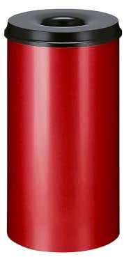 V-Part Selbstlöschender Papierkorb 50 Liter, Korpus rot / Löschkopf schwarz