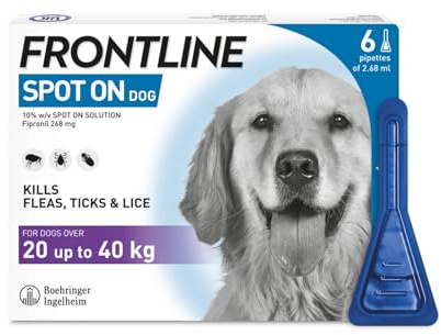 FRONTLINE Spot On Flea & Tick Treatment for Large Dog (20-40kg) 6 Pipettes