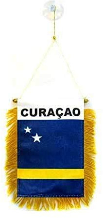 AZ FLAG - Wimpel Curaçao - 15x10 cm - Holländische Mini Flagge 10 x 15 Cm - Auto Pennant Spezielle Auto