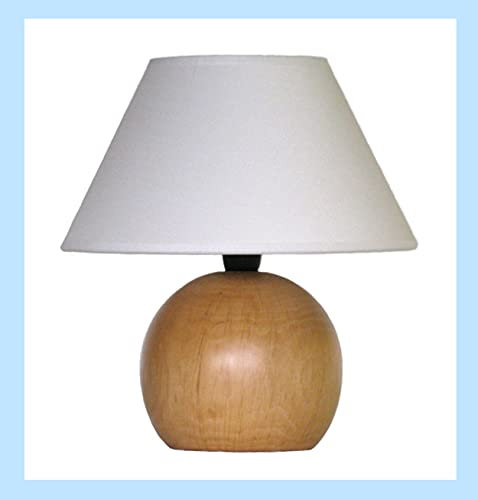 Paolo Rossi lampada lumetto abat jour da comodino sfera in legno tornito con paralume; produzione propria, made in Italy (frassino)